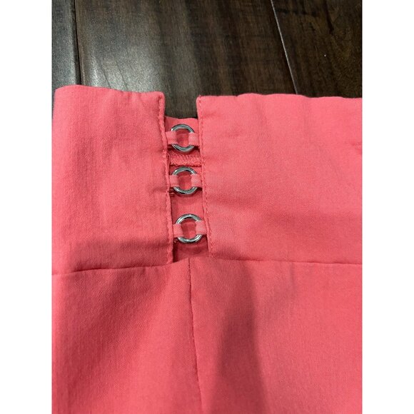 Zac & Rachel Pull On Cropped Capri Pants Coral Sz 10 Flat Front O-Ring Hem - Picture 5 of 10